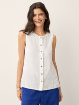 100% Linen Buttons Down Tank Top ERIN by LINTICO for women