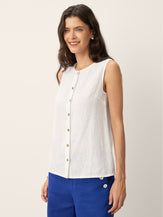 100% Linen Buttons Down Tank Top ERIN by LINTICO for women