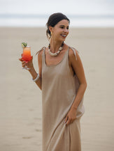 100% Linen Camisole Dress QEARL by LINTICO for women