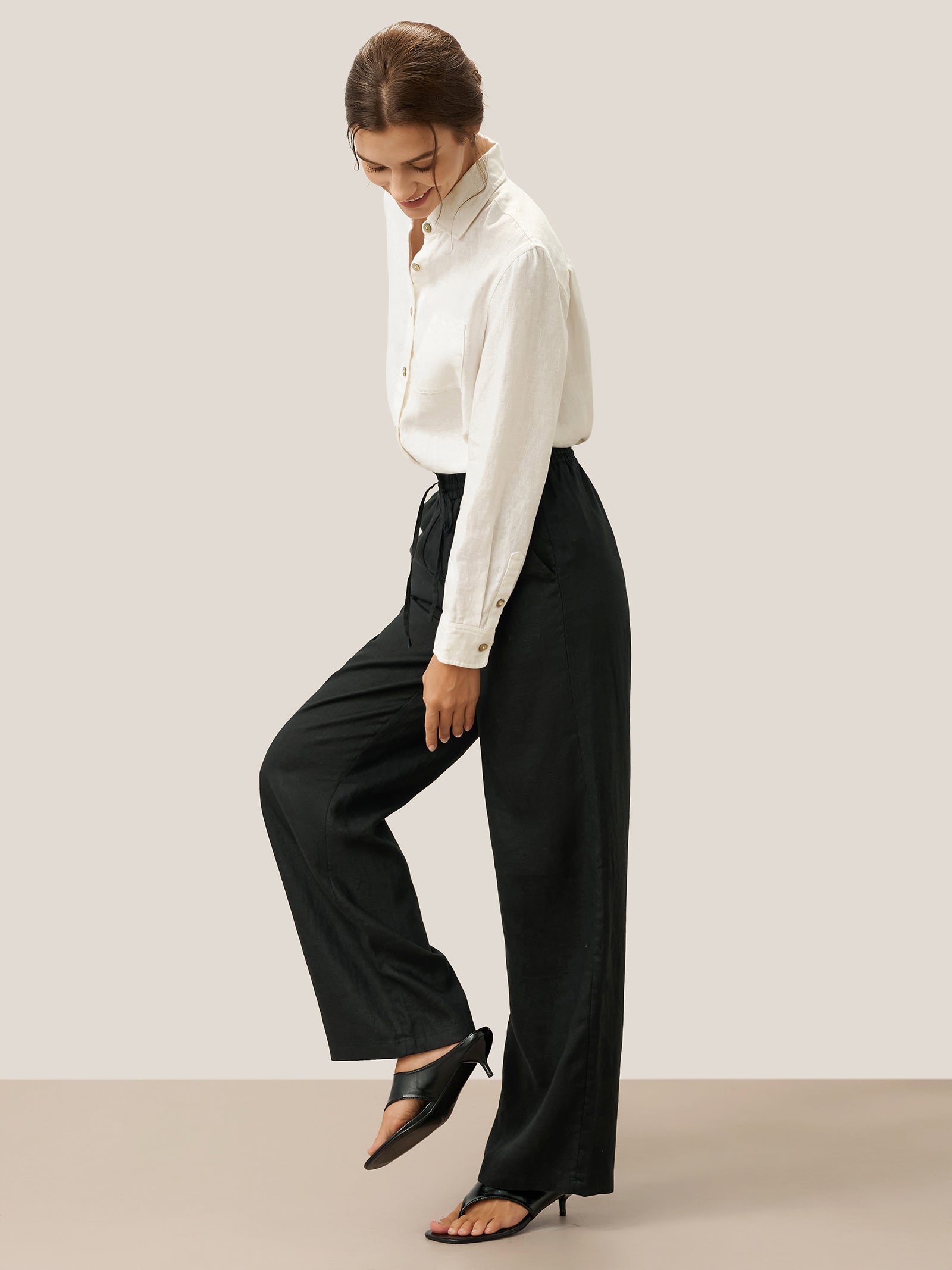 100% Linen Classic Pants LYON by LINTICO for women