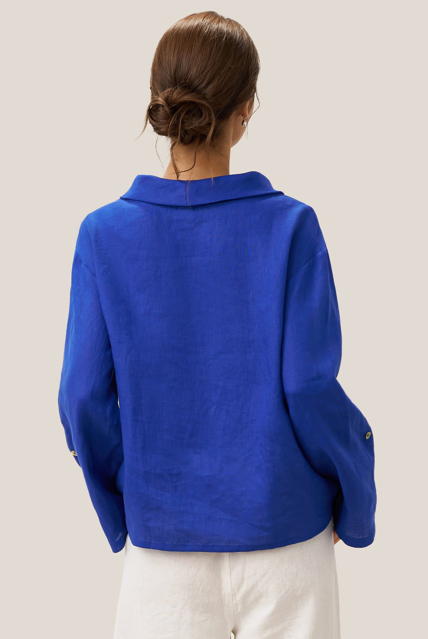 100% Linen Draped Neck Top HOLLIS by LINTICO for women