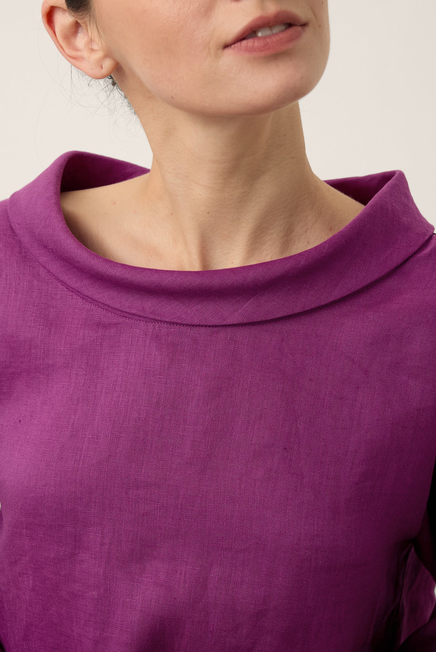 100% Linen Draped Neck Top HOLLIS by LINTICO for women