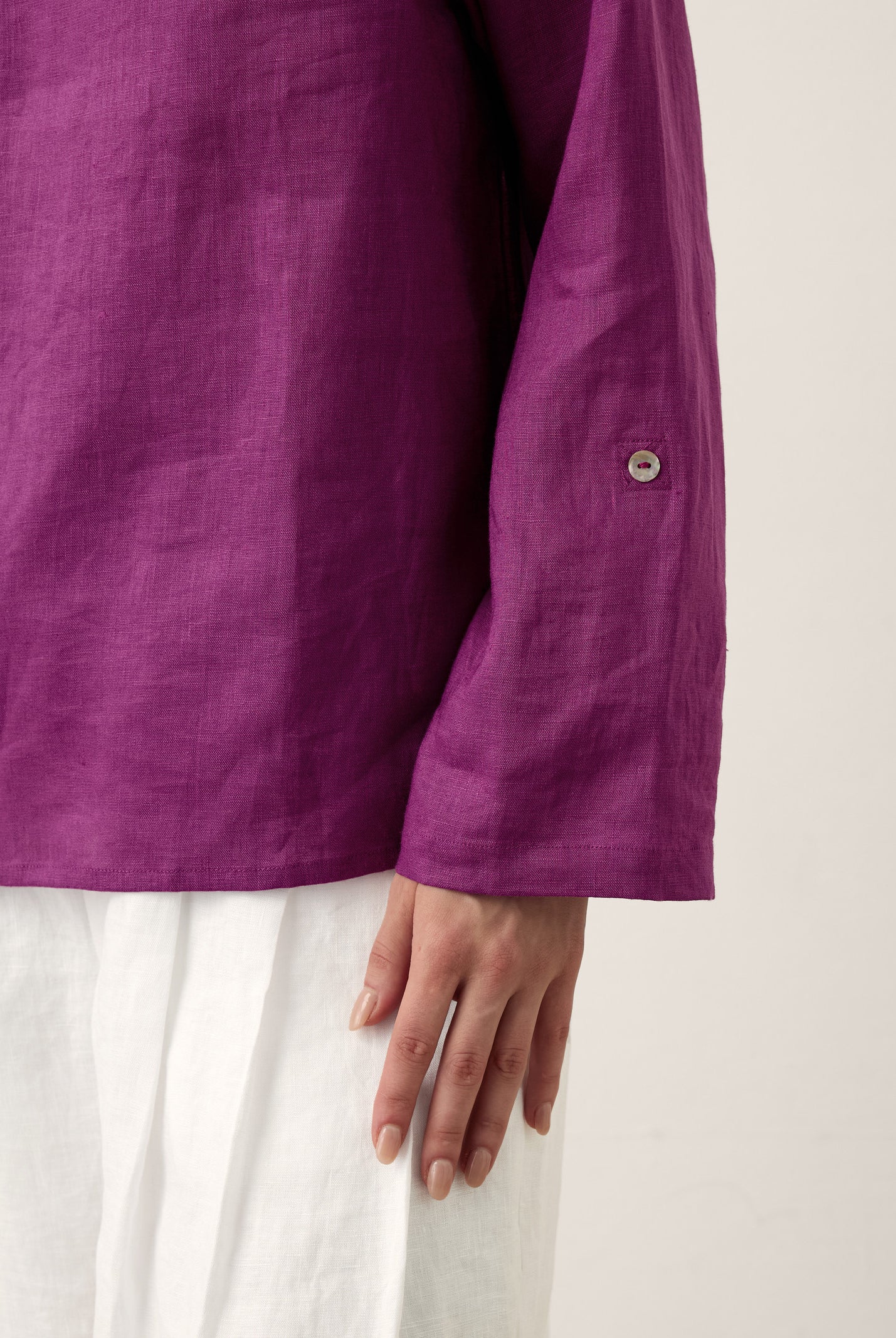 100% Linen Draped Neck Top HOLLIS by LINTICO for women