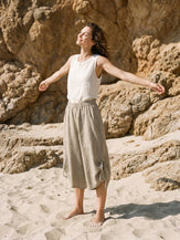 100% Linen Drawstring Hem Elasticated Waist Balloon Pants CALANTHE by LINTICO for women