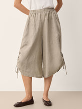 100% Linen Drawstring Hem Elasticated Waist Balloon Pants CALANTHE by LINTICO for women