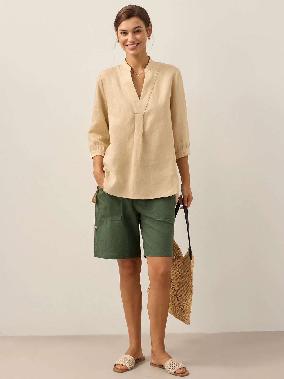 100% Linen Dress Shirt JOANNA by LINTICO for women