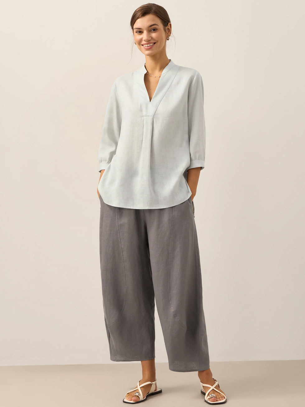 100% Linen Dress Shirt JOANNA by LINTICO for women