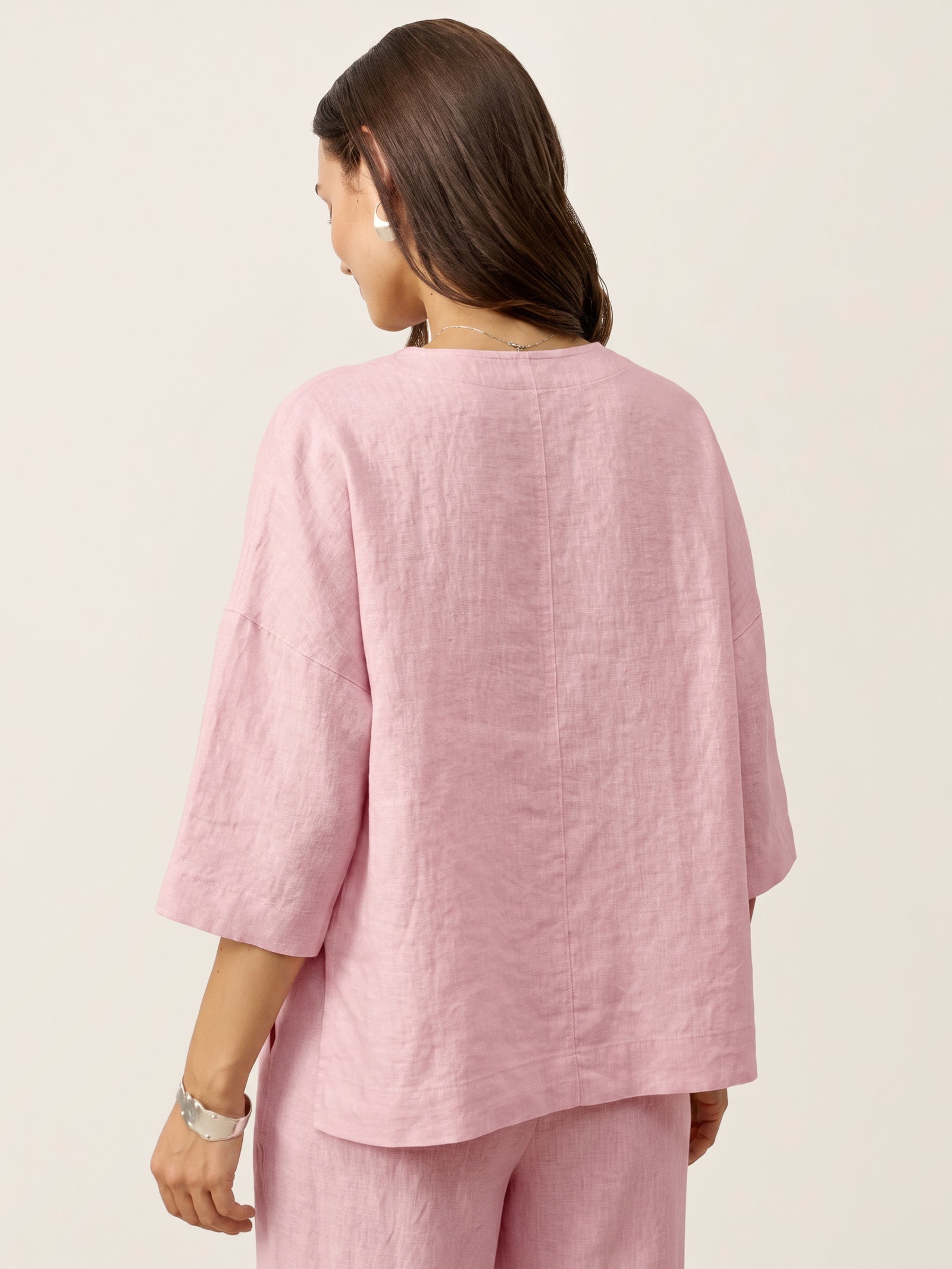 100% Linen Drop Shoulder Asymmetric Layered Hem Overtop VIOLA by LINTICO for women