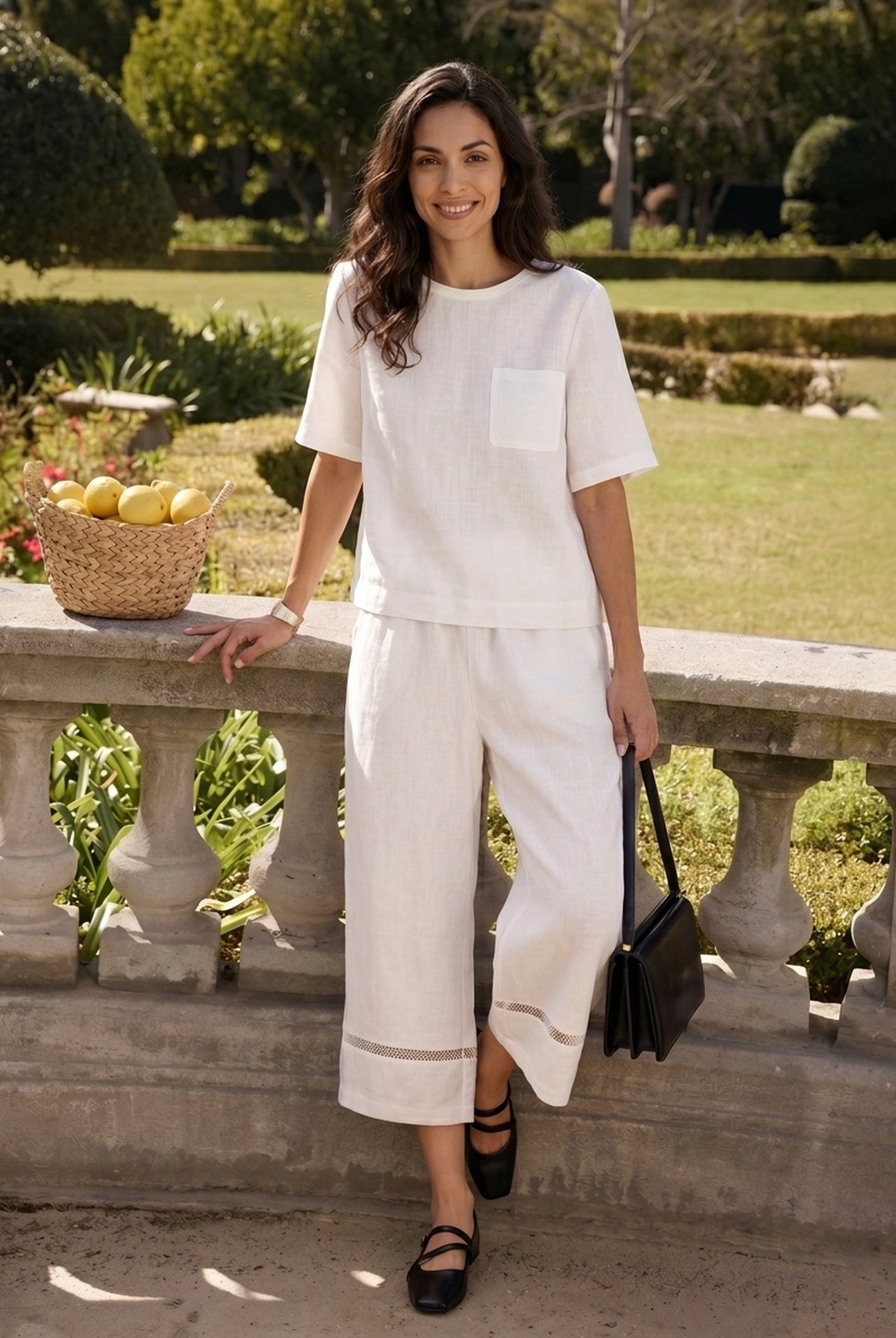 100% Linen Drop Shoulder Boxy Top REGINA by LINTICO for women
