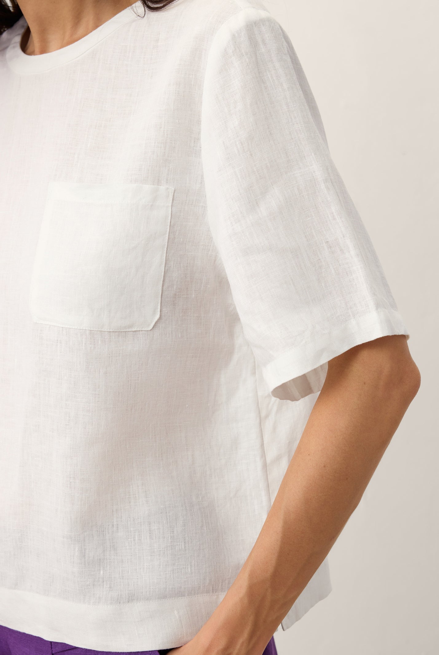 100% Linen Drop Shoulder Boxy Top REGINA by LINTICO for women