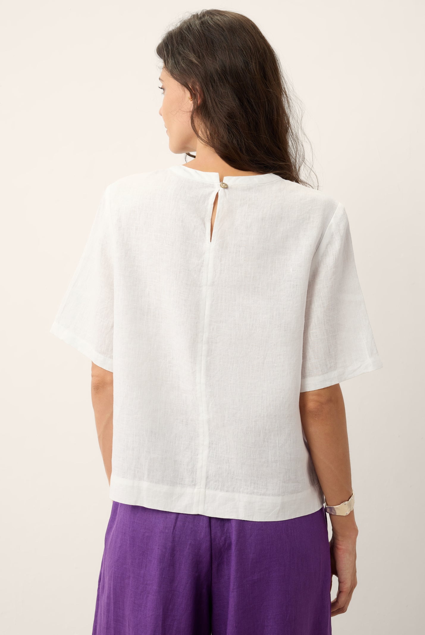 100% Linen Drop Shoulder Boxy Top REGINA by LINTICO for women