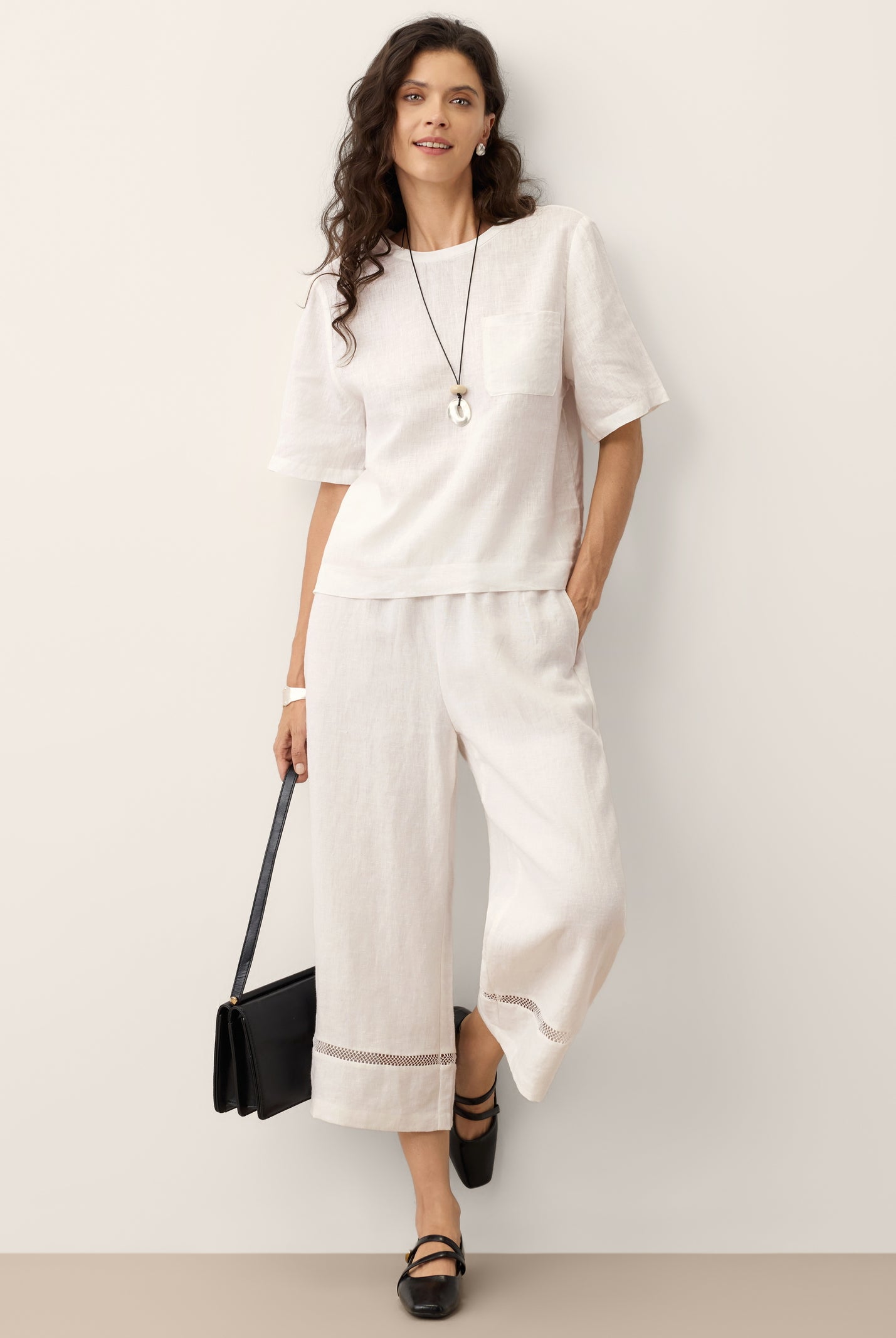 100% Linen Drop Shoulder Boxy Top REGINA by LINTICO for women