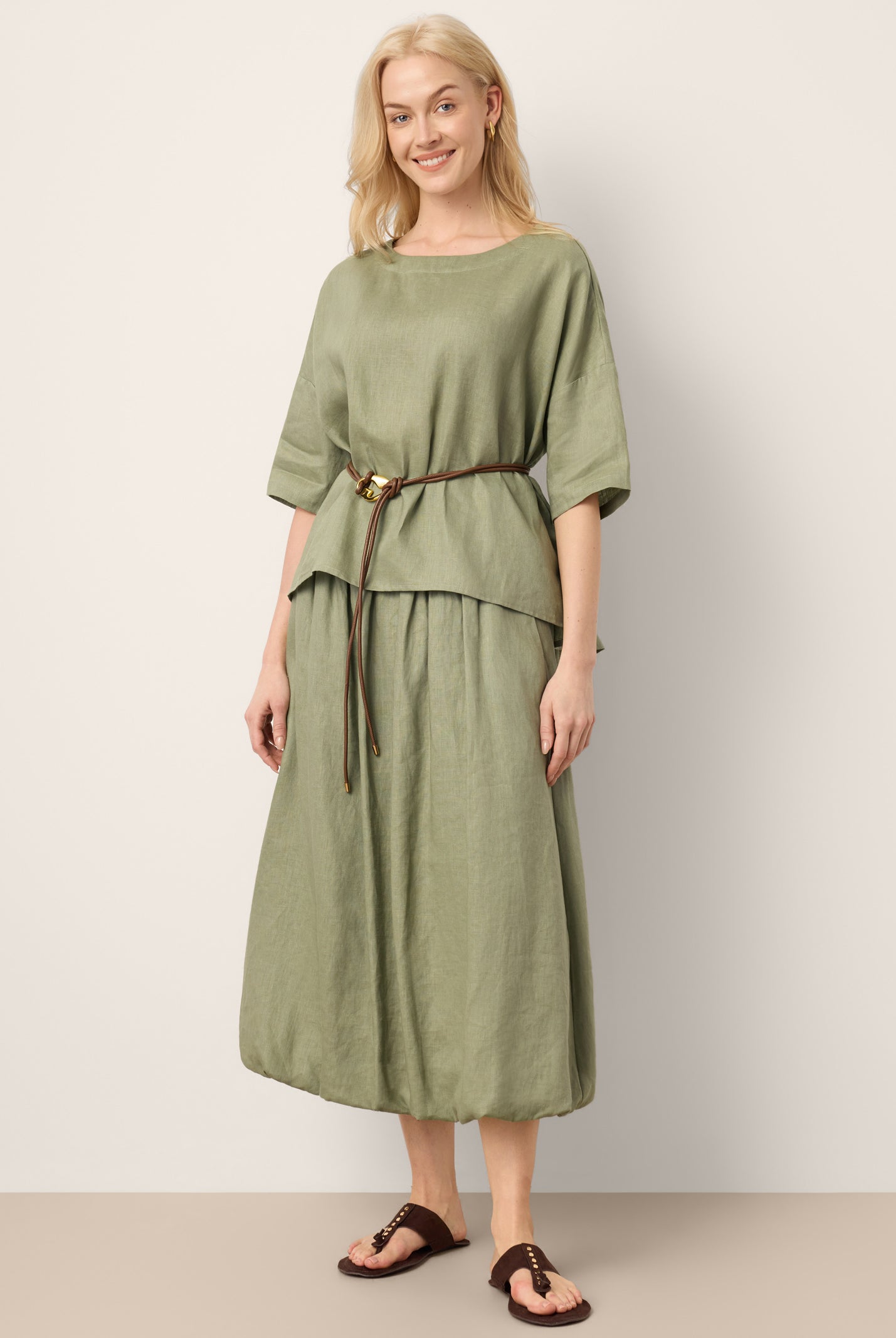 LINTICO women's linen outfit with skirt and top