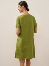 100% Linen Eyelet Short Sleeve Mini Dress LIA by LINTICO for women