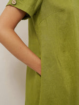 100% Linen Eyelet Short Sleeve Mini Dress LIA by LINTICO for women