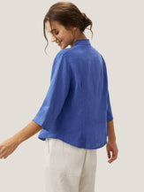 100% Linen Hand Button Fitted Jacket AMELIA by LINTICO for women