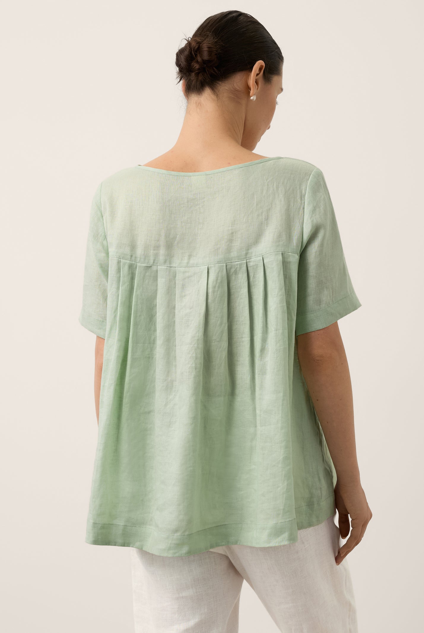 100% Linen Layered Handwoven Lattice Pleated Top AMALIA by LINTICO for women