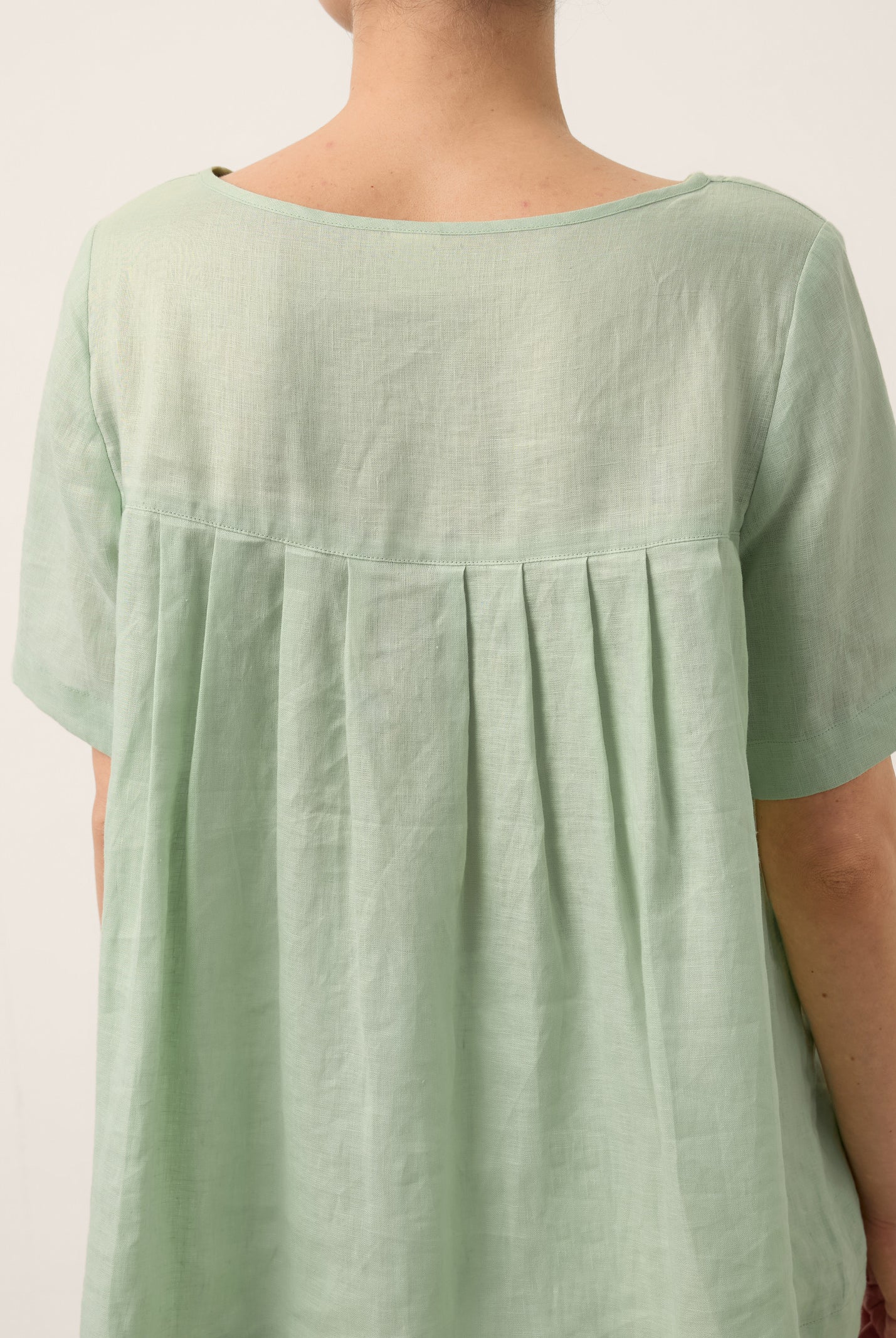 100% Linen Layered Handwoven Lattice Pleated Top AMALIA by LINTICO for women