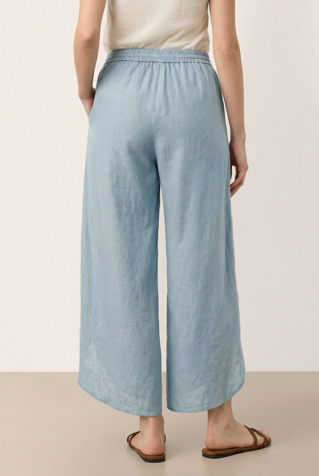 100% Linen Layered Slit Wide-Leg Drawstring Pants PEREGRINE by LINTICO for women