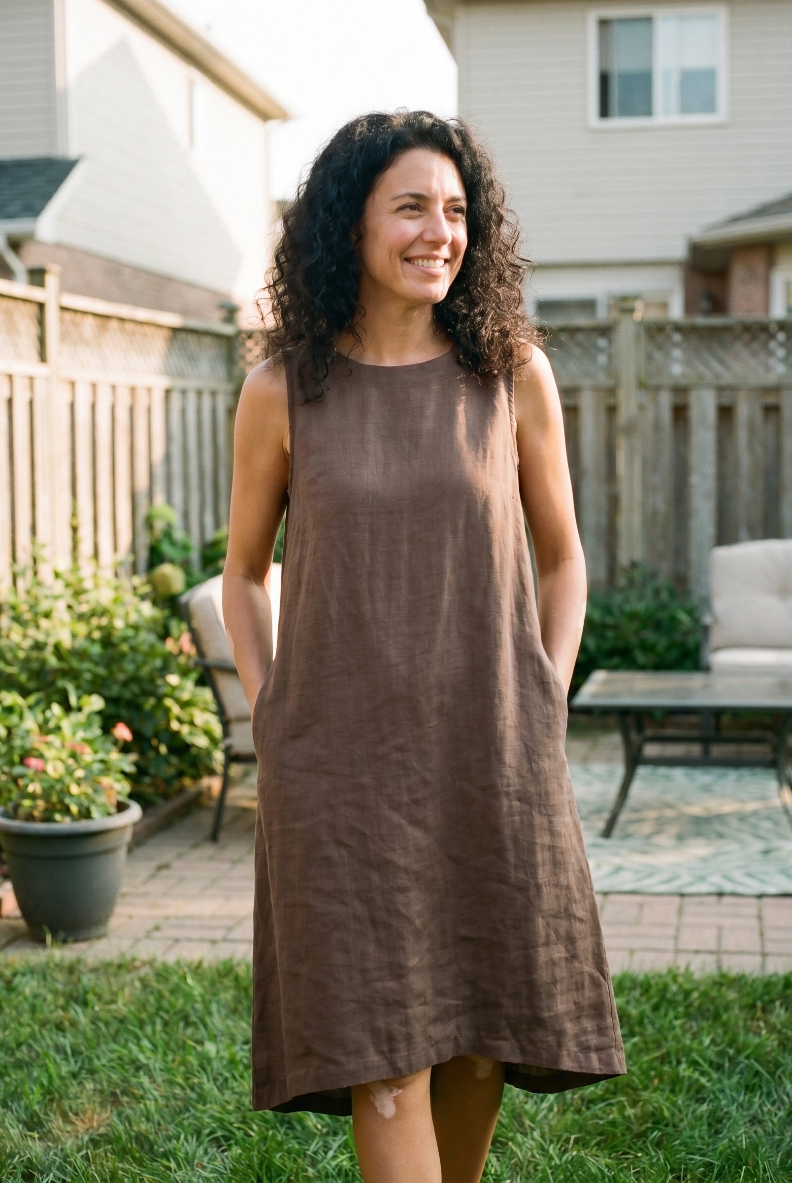 100% Linen Sleeveless Dress SIENNA by LINTICO for women