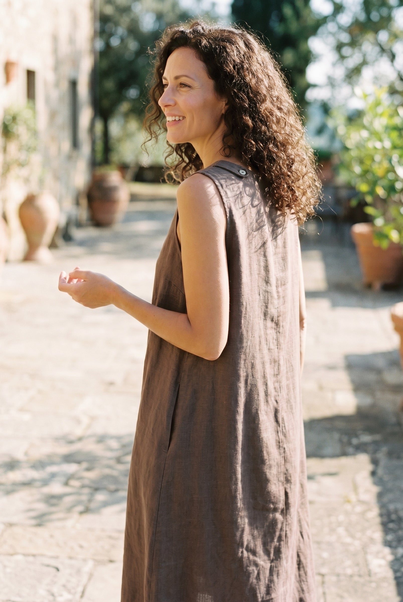 100% Linen Sleeveless Dress SIENNA by LINTICO for women