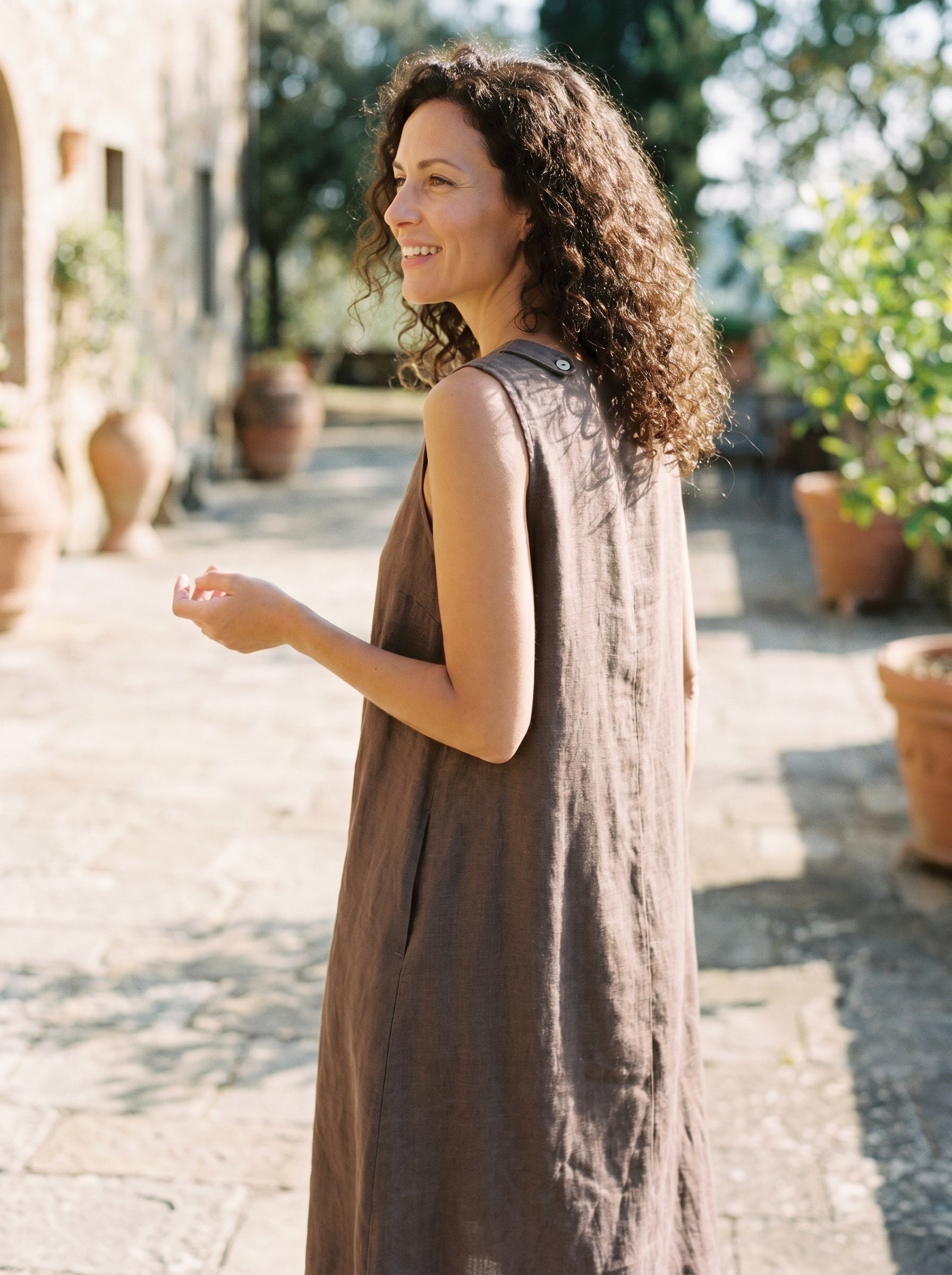 100% Linen Sleeveless Dress SIENNA by LINTICO for women