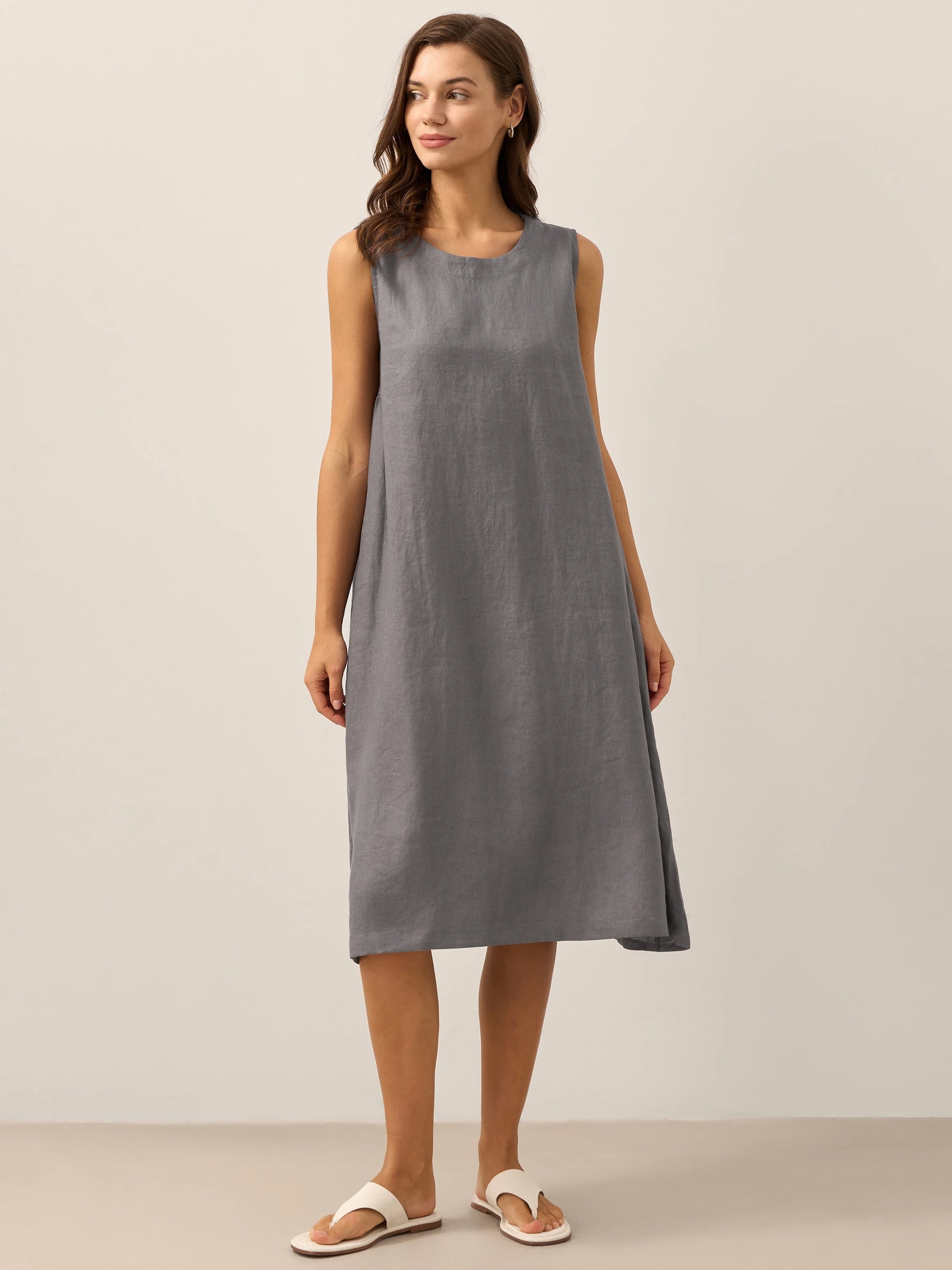 100% Linen Sleeveless Dress SIENNA by LINTICO for women