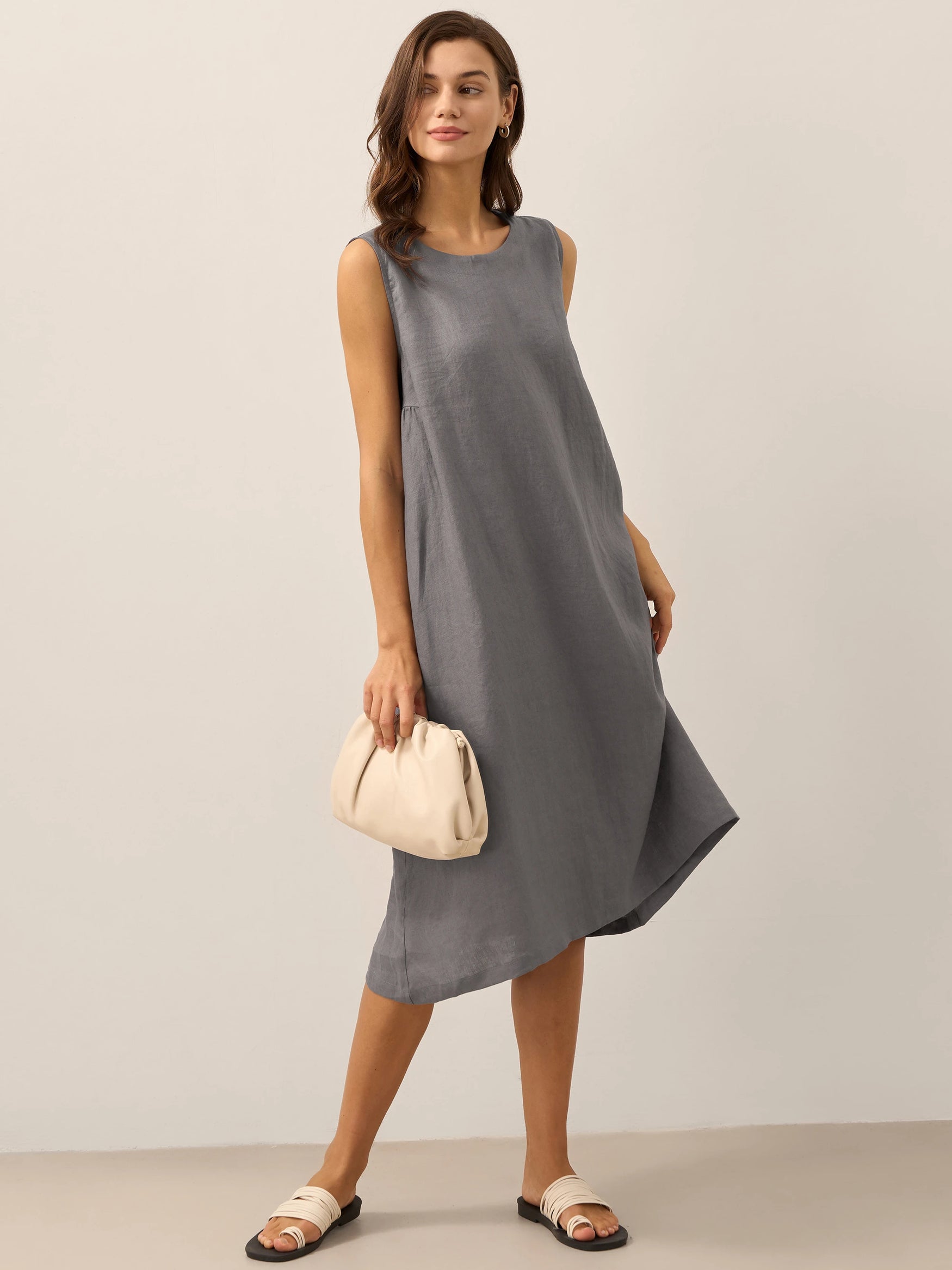 100% Linen Sleeveless Dress SIENNA by LINTICO for women