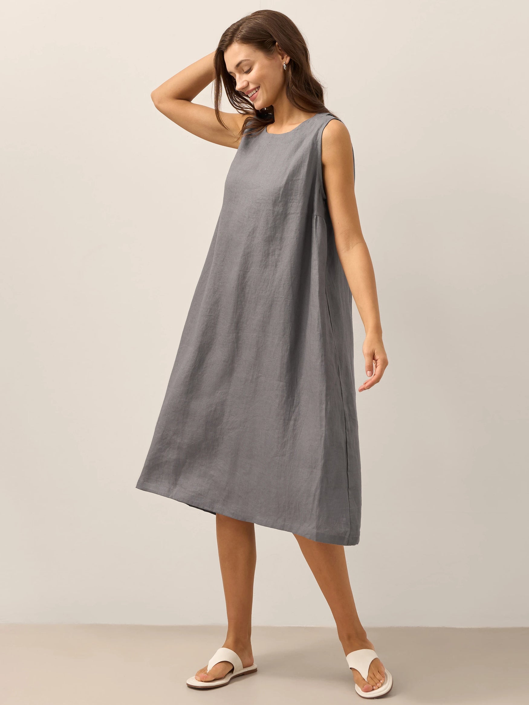 100% Linen Sleeveless Dress SIENNA by LINTICO for women