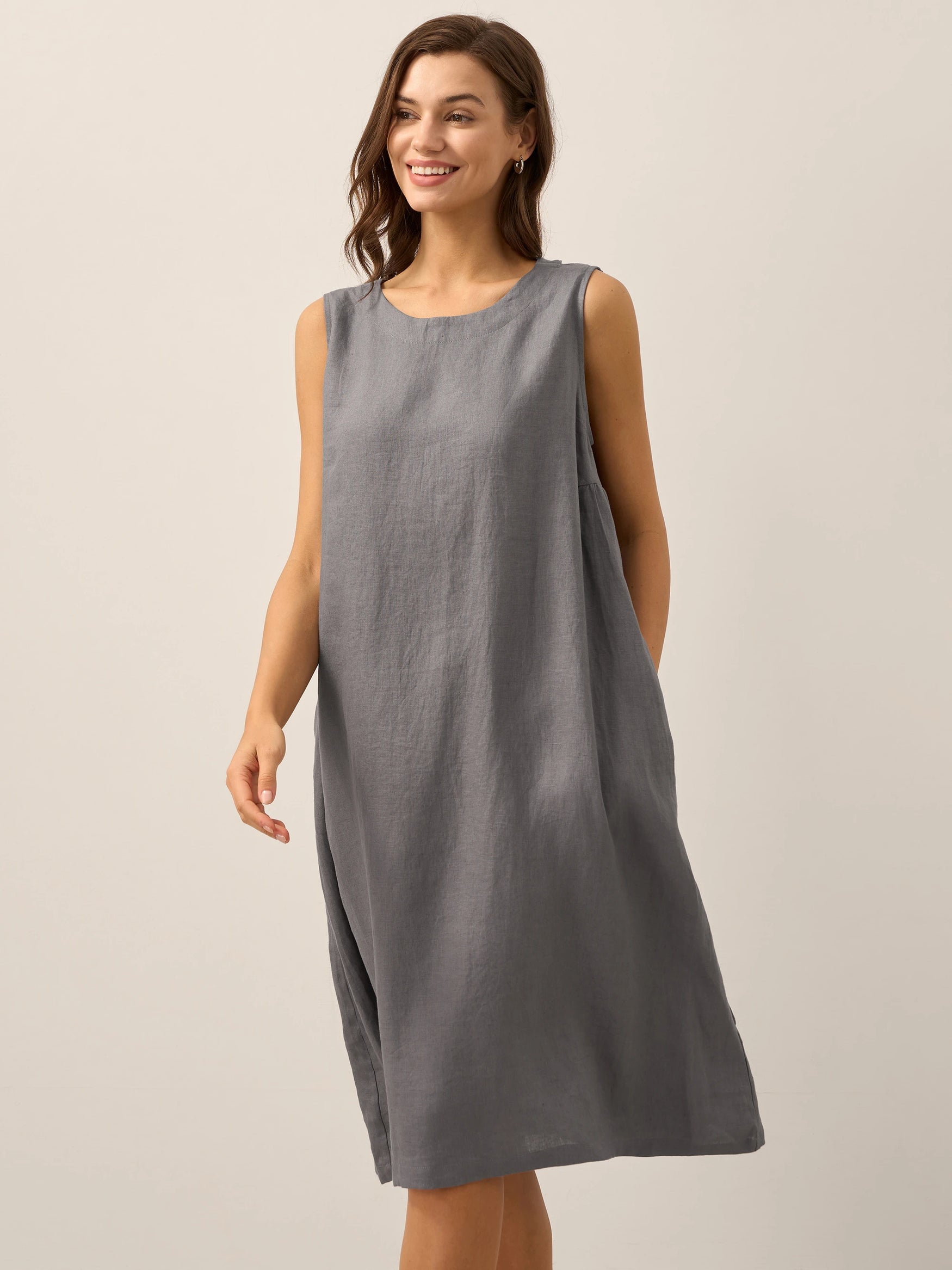100% Linen Sleeveless Dress SIENNA by LINTICO for women