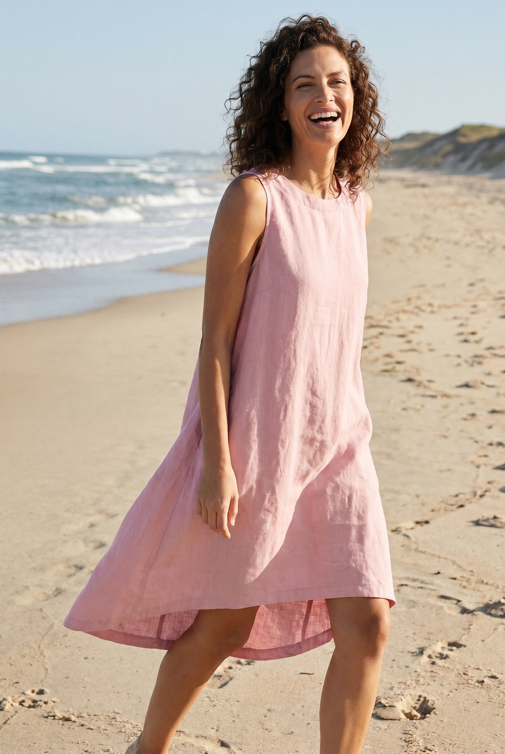 100% Linen Sleeveless Dress SIENNA by LINTICO for women