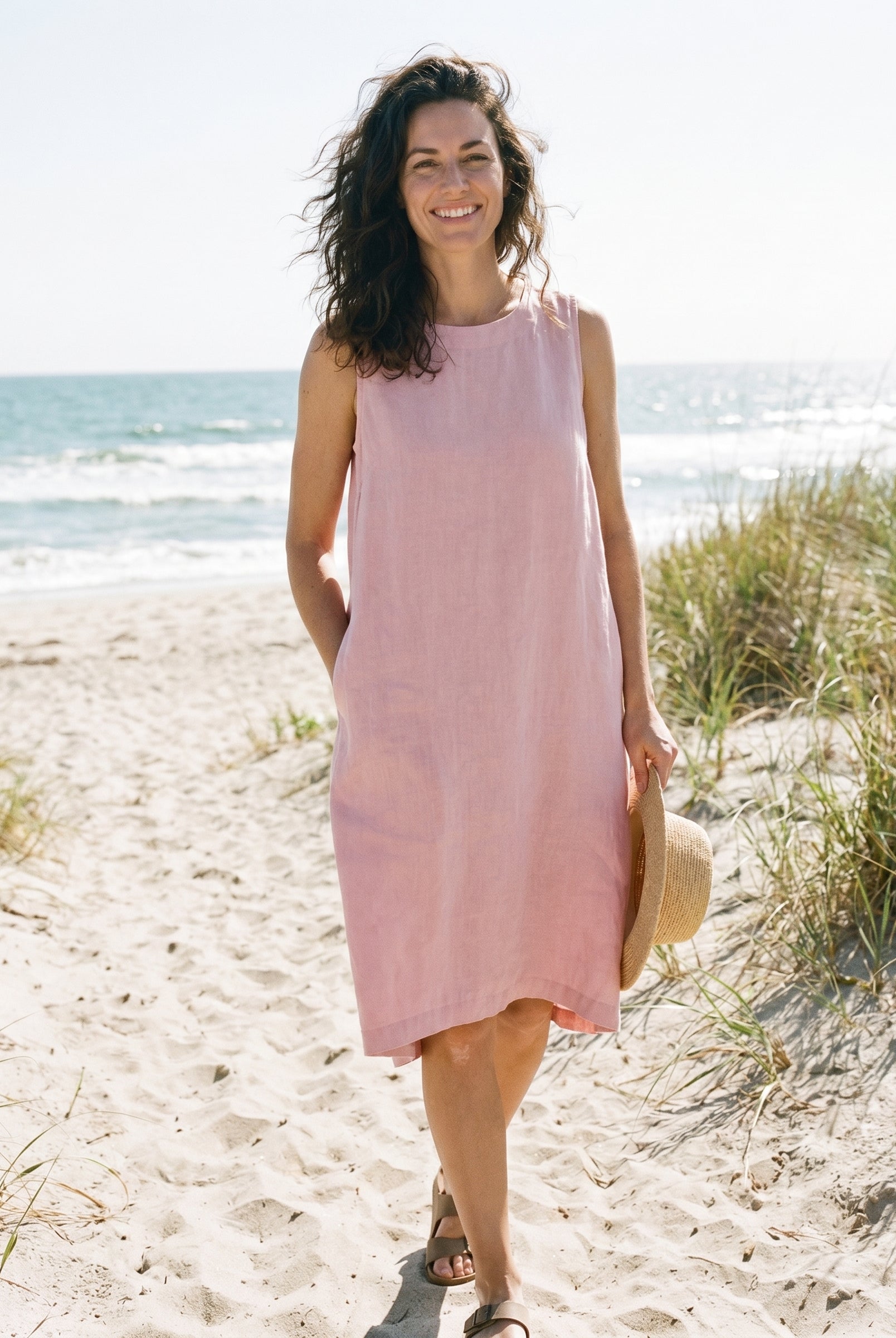 100% Linen Sleeveless Dress SIENNA by LINTICO for women