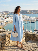 LINTICO women's linen outfit with maxi dress and midi dress