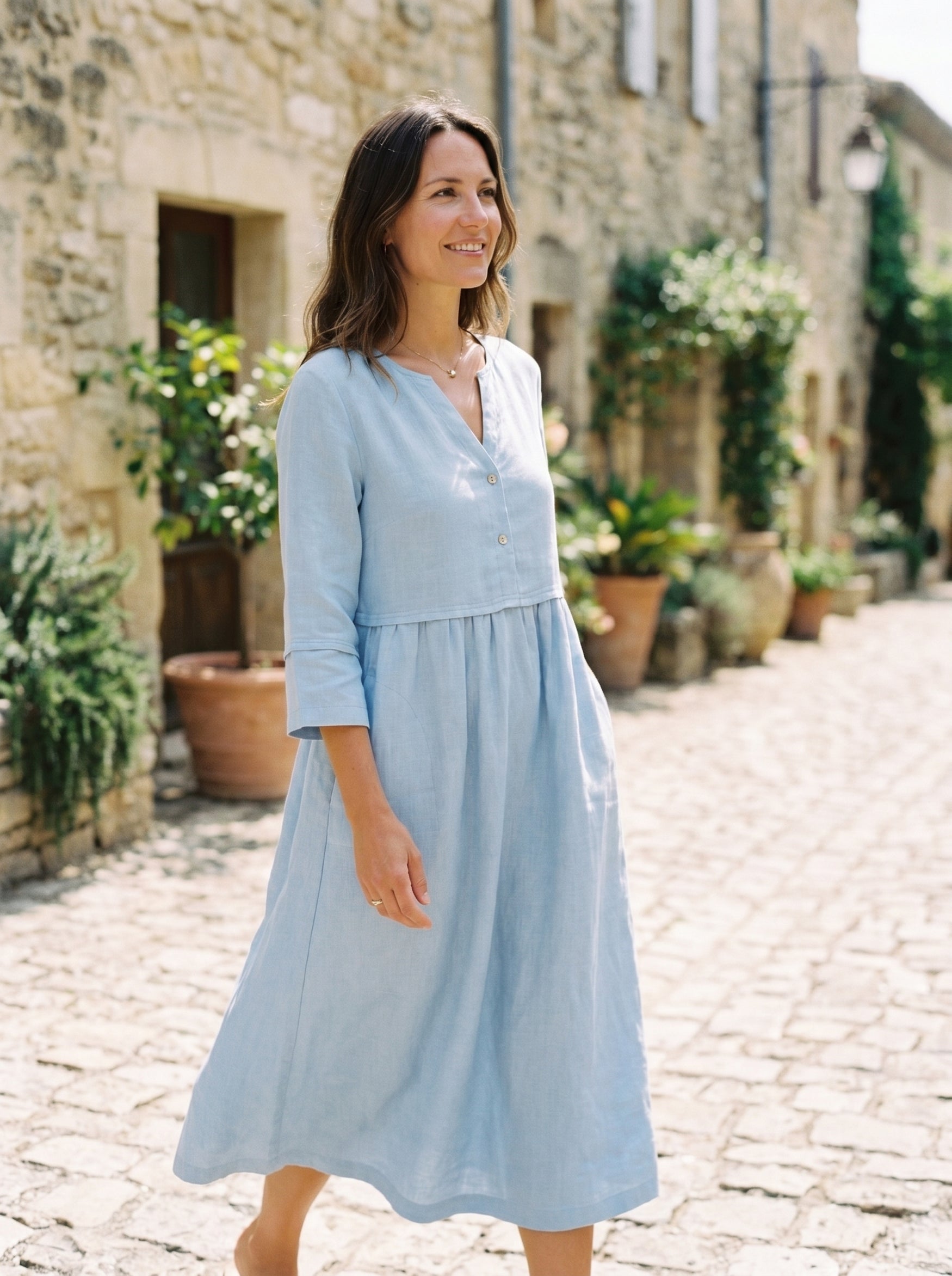 LINTICO women's linen outfit with maxi dress and midi dress