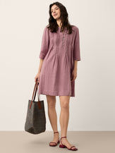 100% Linen Pintuck Puff Sleeve Mini Dress LENORA by LINTICO for women