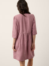 100% Linen Pintuck Puff Sleeve Mini Dress LENORA by LINTICO for women