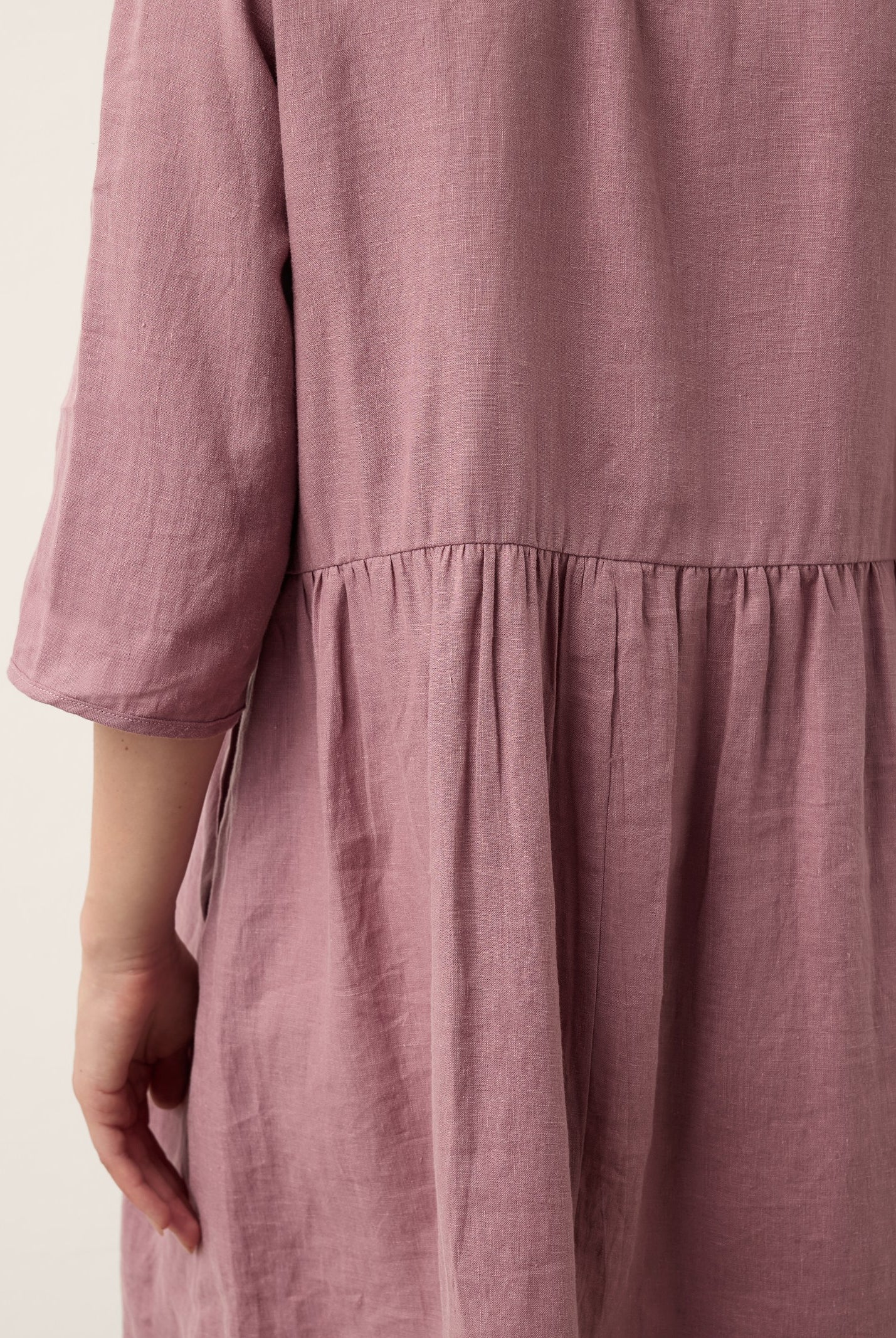 100% Linen Pintuck Puff Sleeve Mini Dress LENORA by LINTICO for women