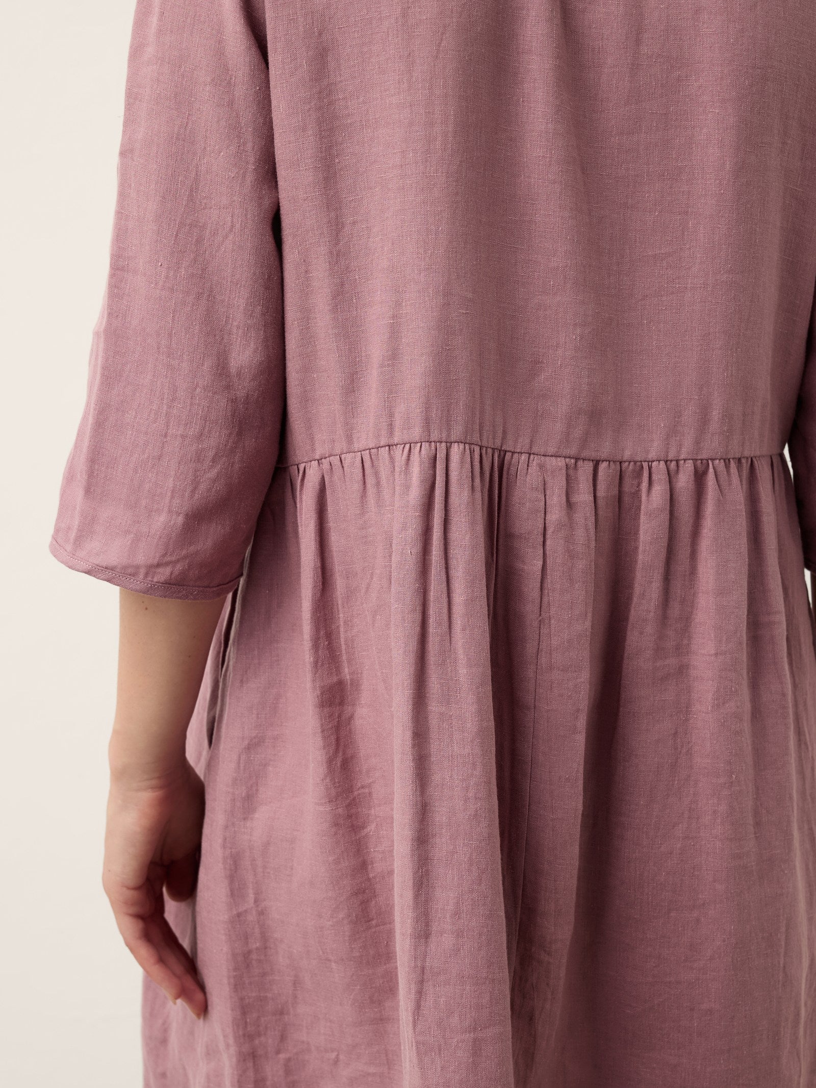 100% Linen Pintuck Puff Sleeve Mini Dress LENORA by LINTICO for women