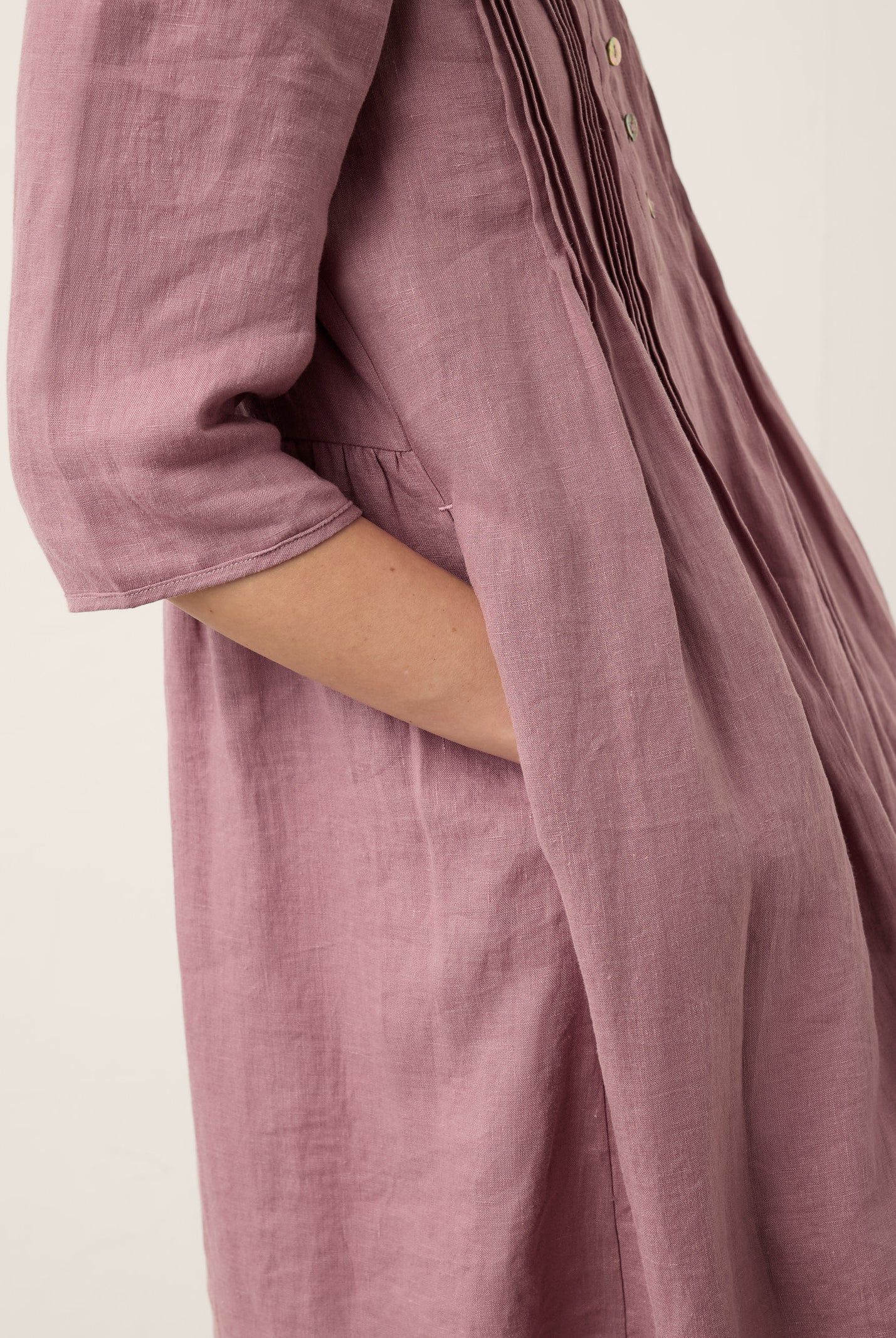 100% Linen Pintuck Puff Sleeve Mini Dress LENORA by LINTICO for women