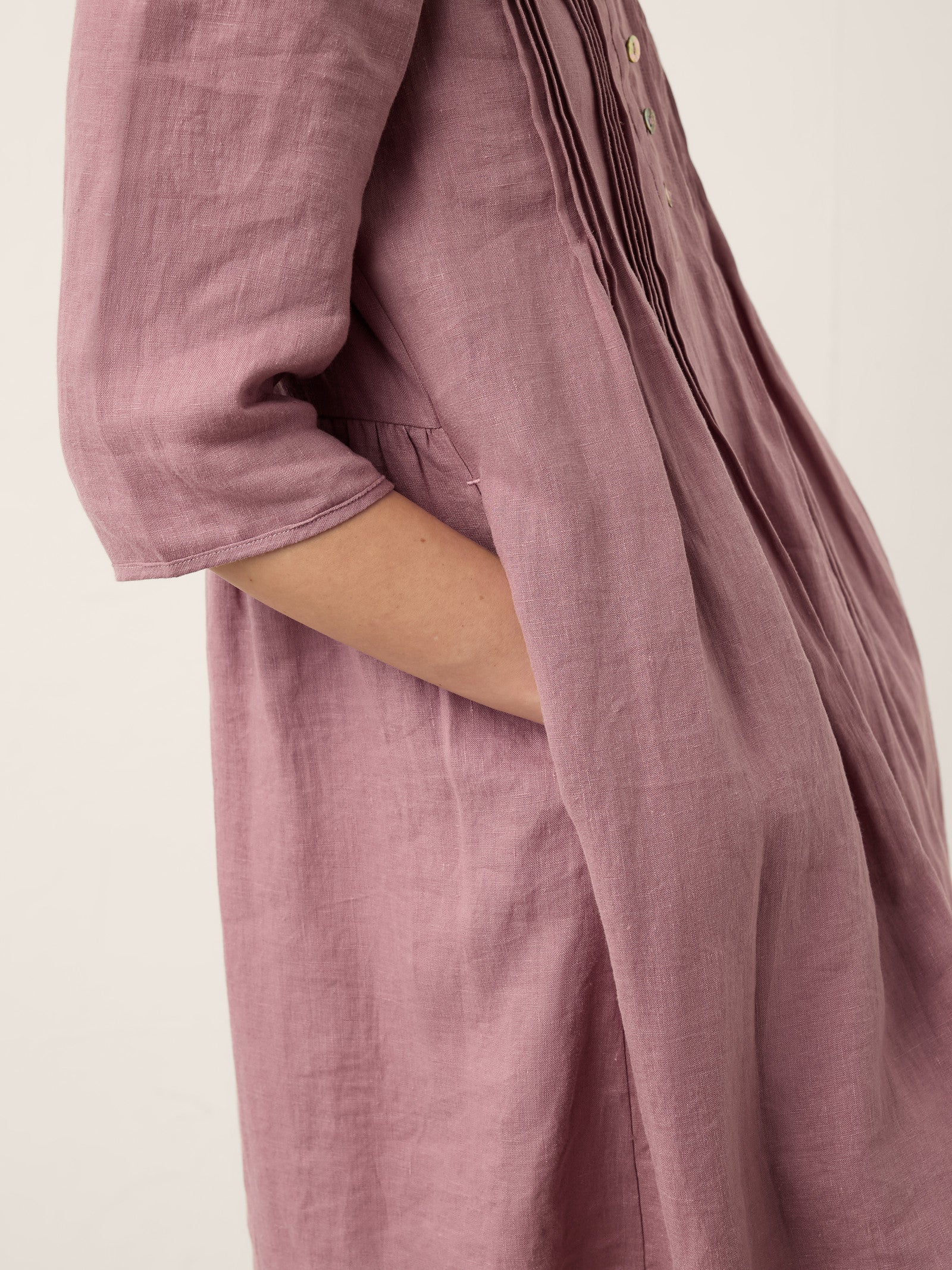 100% Linen Pintuck Puff Sleeve Mini Dress LENORA by LINTICO for women