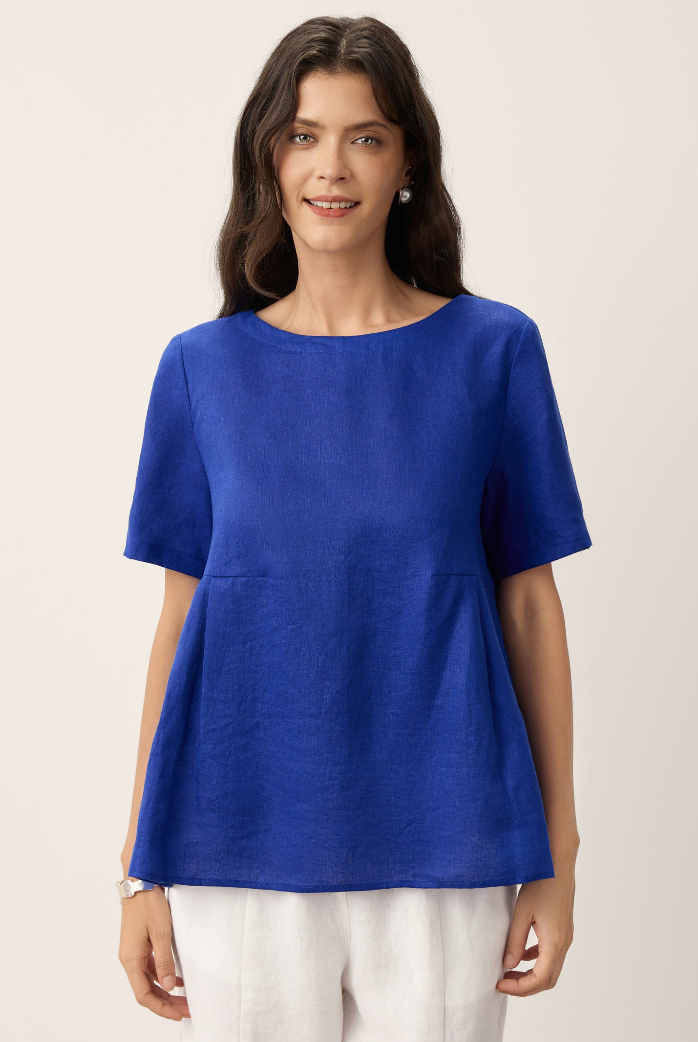 100% Linen Pleated Waist Relaxed Overtop FABIENNE by LINTICO for women