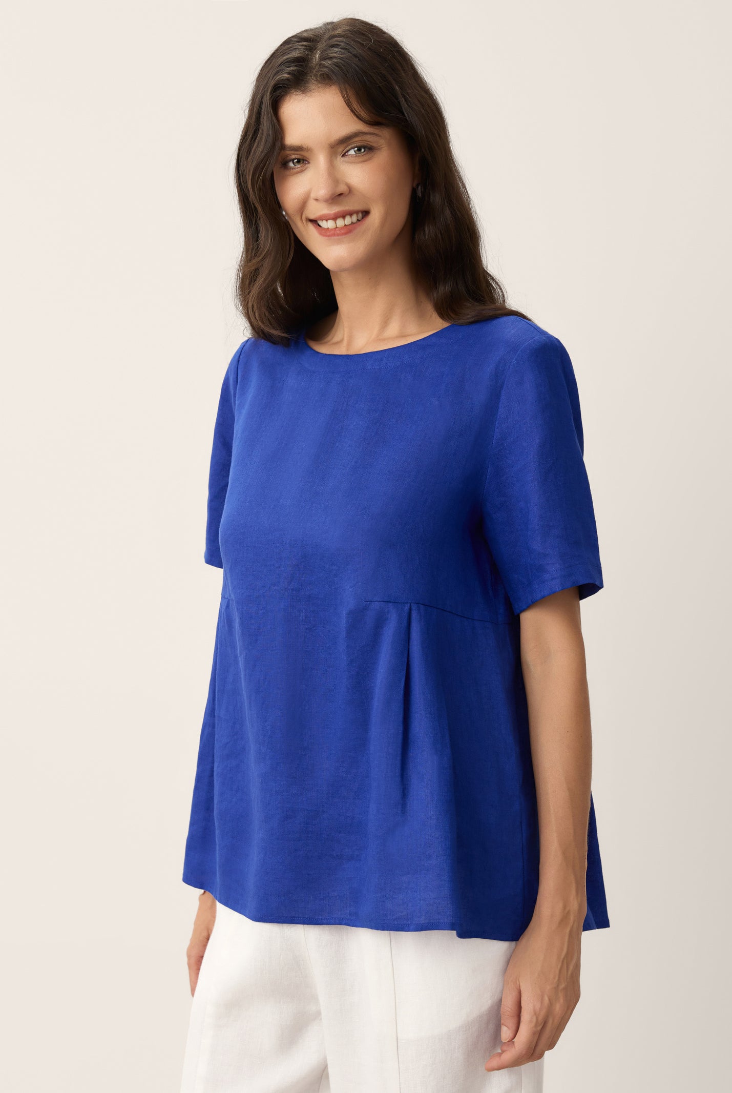100% Linen Pleated Waist Relaxed Overtop FABIENNE by LINTICO for women