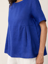 100% Linen Pleated Waist Relaxed Overtop FABIENNE by LINTICO for women