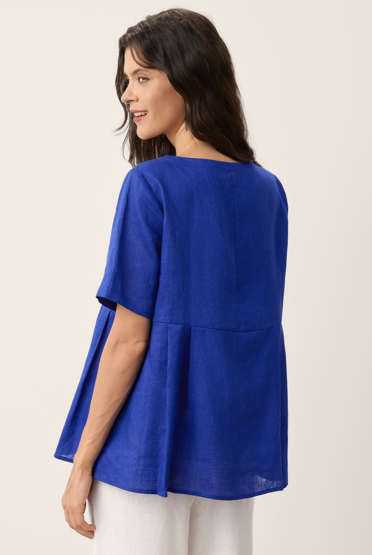 100% Linen Pleated Waist Relaxed Overtop FABIENNE by LINTICO for women