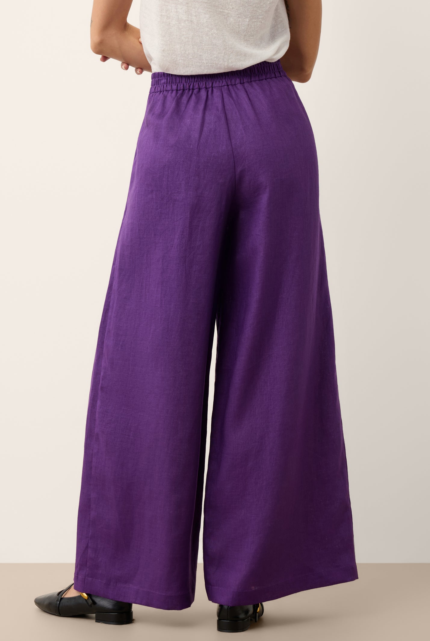 100% Linen Pleated Waist Wide Leg Pants LOUISA by LINTICO for women