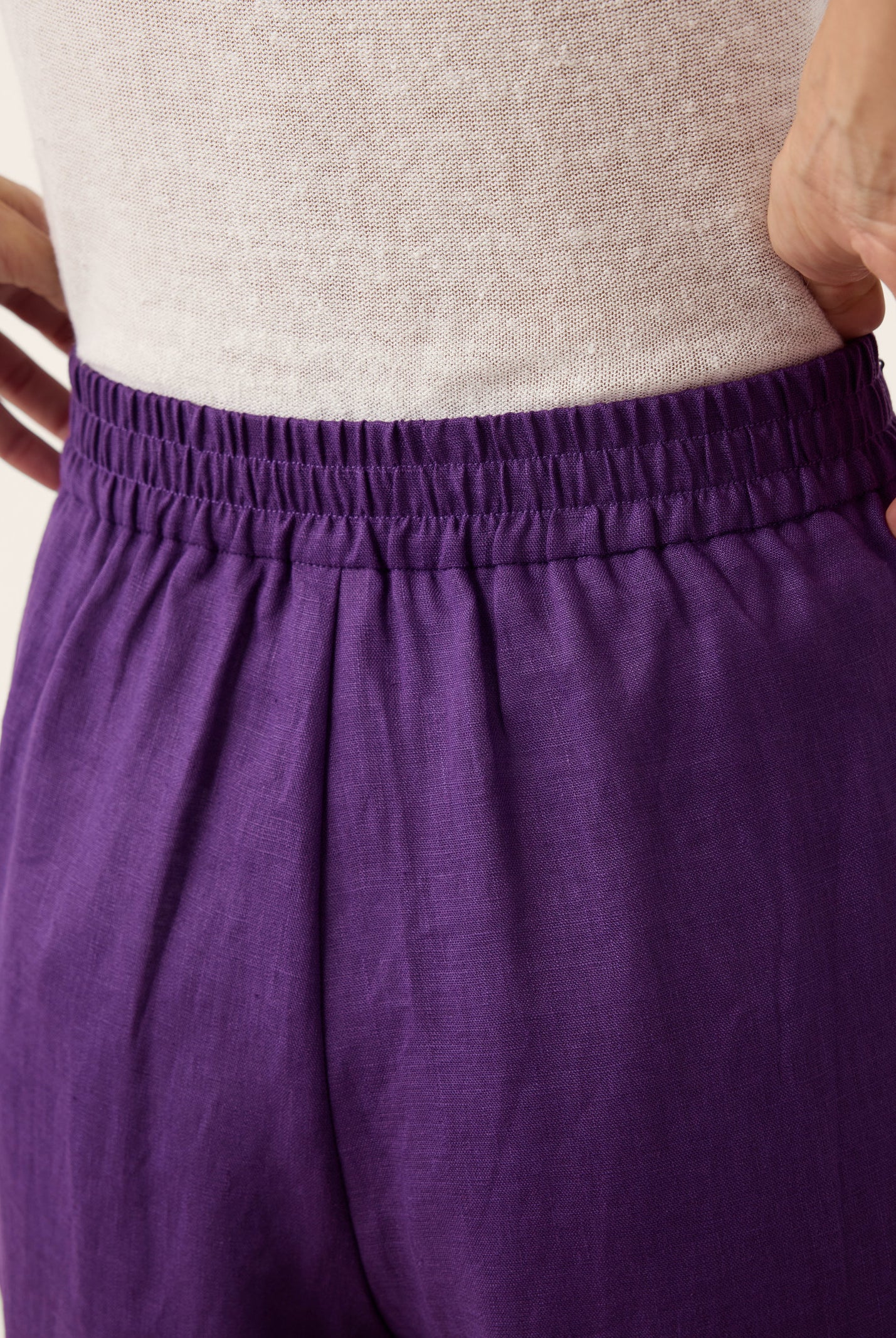 100% Linen Pleated Waist Wide Leg Pants LOUISA by LINTICO for women