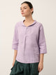 100% Linen Shawl V-Neck Half Sleeve Top JADE by LINTICO for women