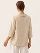 100% Linen Shawl V-Neck Half Sleeve Top JADE by LINTICO for women