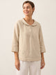 100% Linen Shawl V-Neck Half Sleeve Top JADE by LINTICO for women