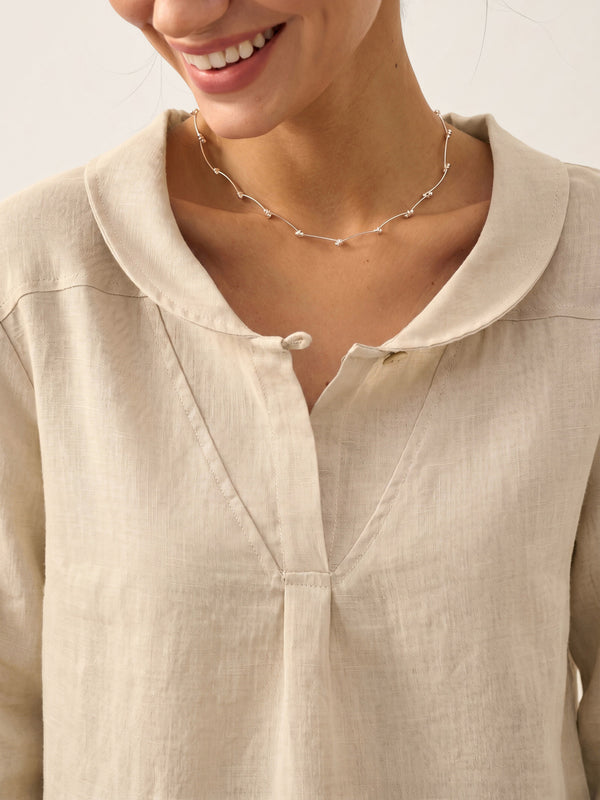 100% Linen Shawl V-Neck Half Sleeve Top JADE by LINTICO for women